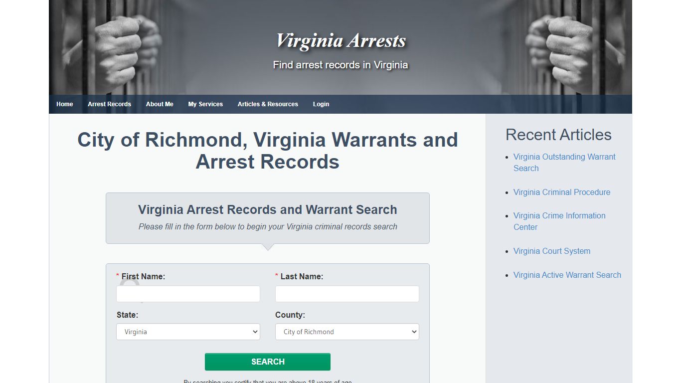 City of Richmond, Virginia Warrants and Arrest Records